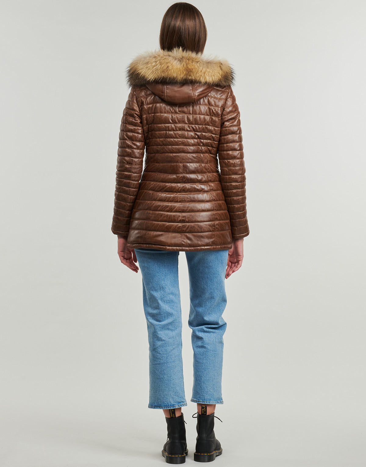 Piumino Donna Oakwood POPPING (removable raccoon fur) Marrone