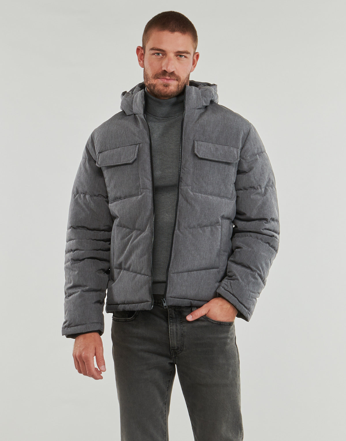 Piumino Uomo Jack & Jones JJBUILD Grigio