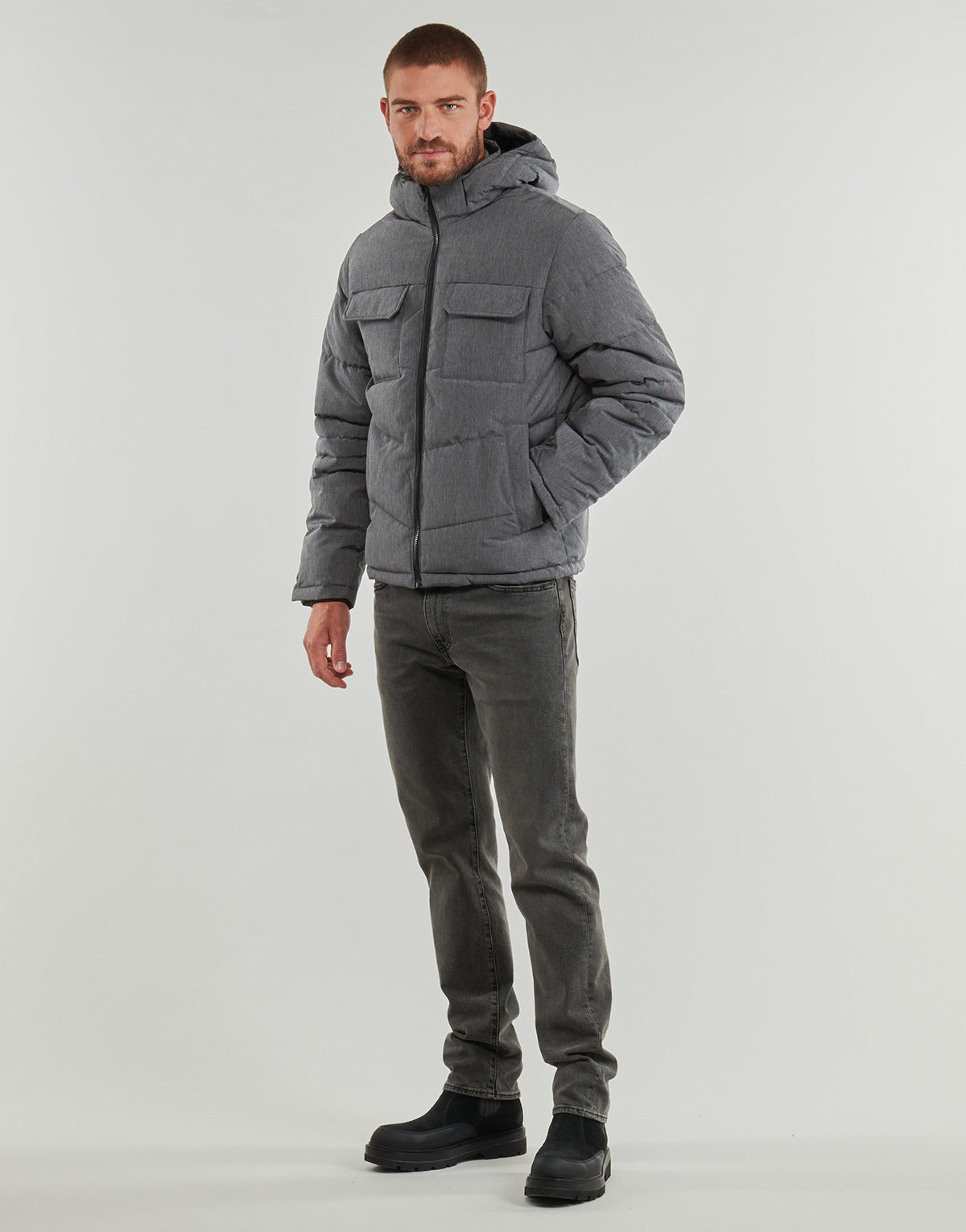 Piumino Uomo Jack & Jones JJBUILD Grigio