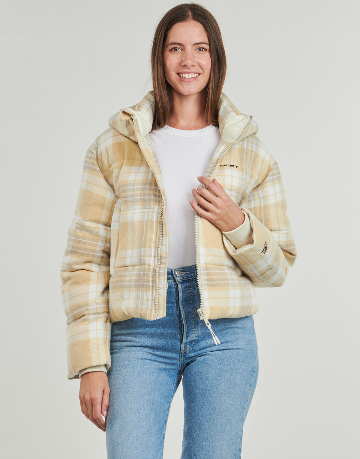 Piumino Donna Rip Curl ANTI-SERIES SURF CHECK PUFFER Beige