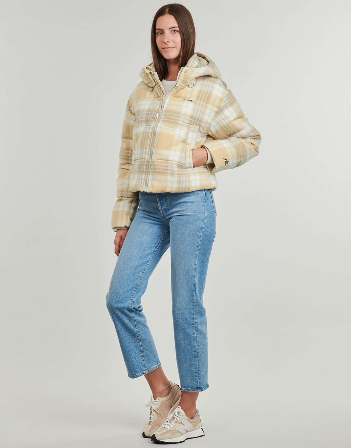 Piumino Donna Rip Curl ANTI-SERIES SURF CHECK PUFFER Beige