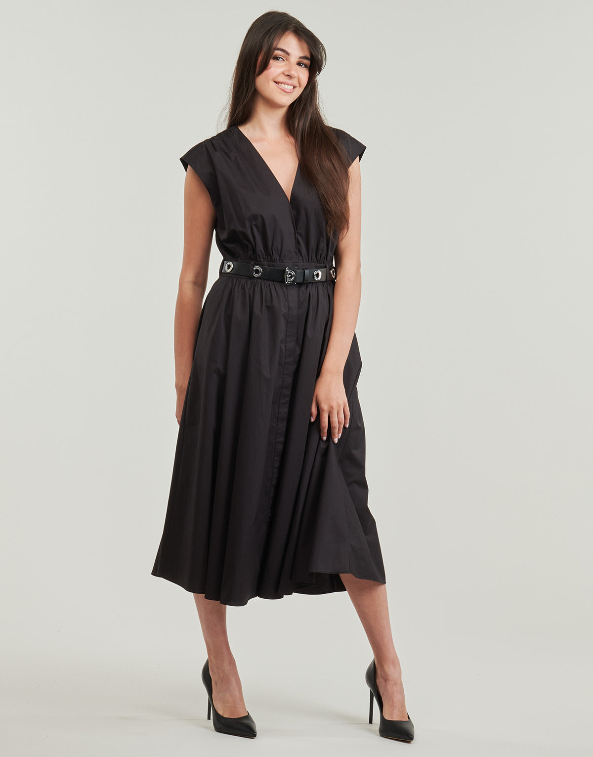 Abito lungo Donna MICHAEL Michael Kors ROLLER BUCKLE MINI DRS Nero