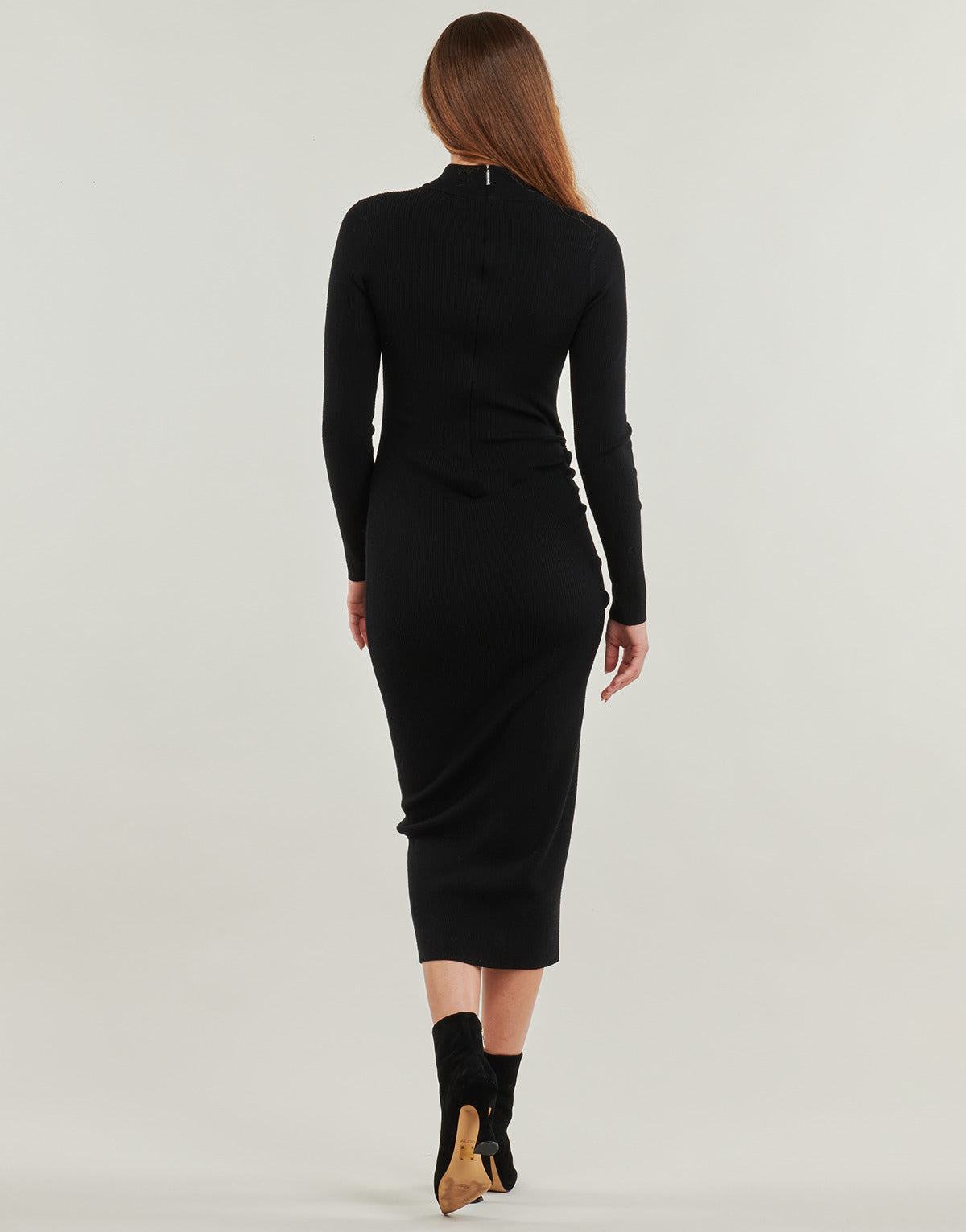 Abito lungo Donna MICHAEL Michael Kors  MERINO RUCHED MIDI DRESS  Nero