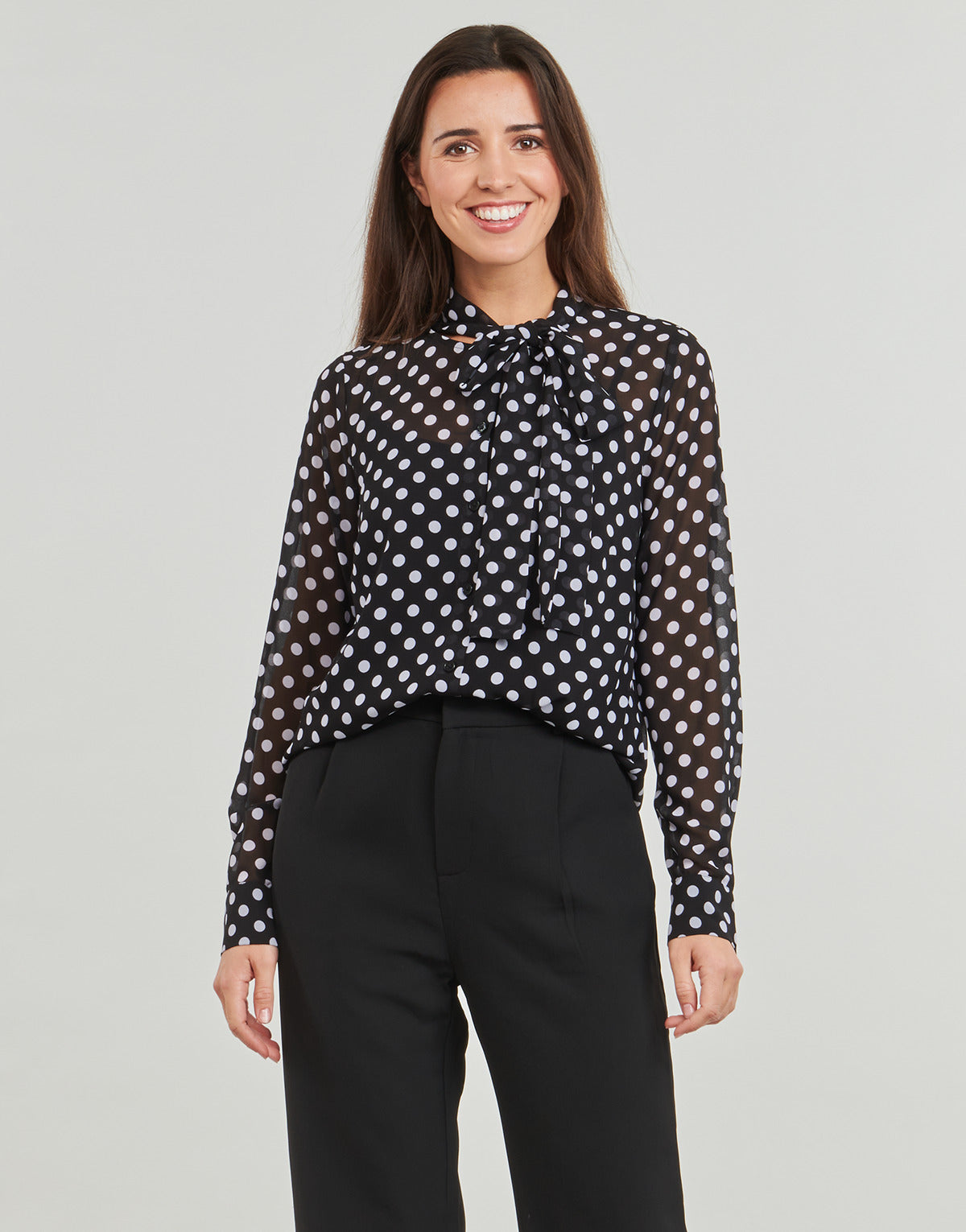 Camicetta Donna MICHAEL Michael Kors PARISIAN DOT BOW BLOUSE Nero