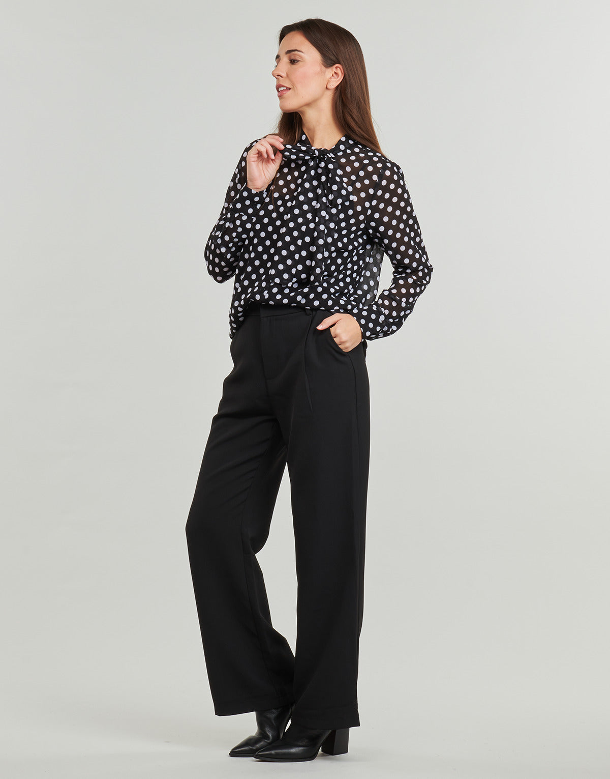 Camicetta Donna MICHAEL Michael Kors PARISIAN DOT BOW BLOUSE Nero