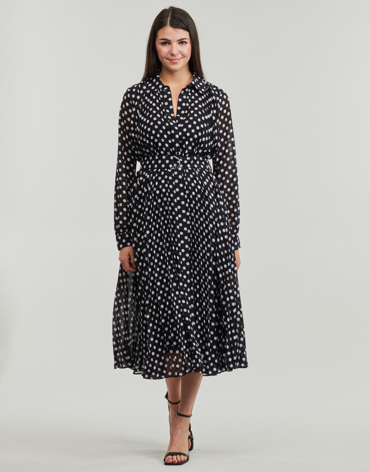 Abito lungo Donna MICHAEL Michael Kors PLEAT SHIRT DRESS Nero