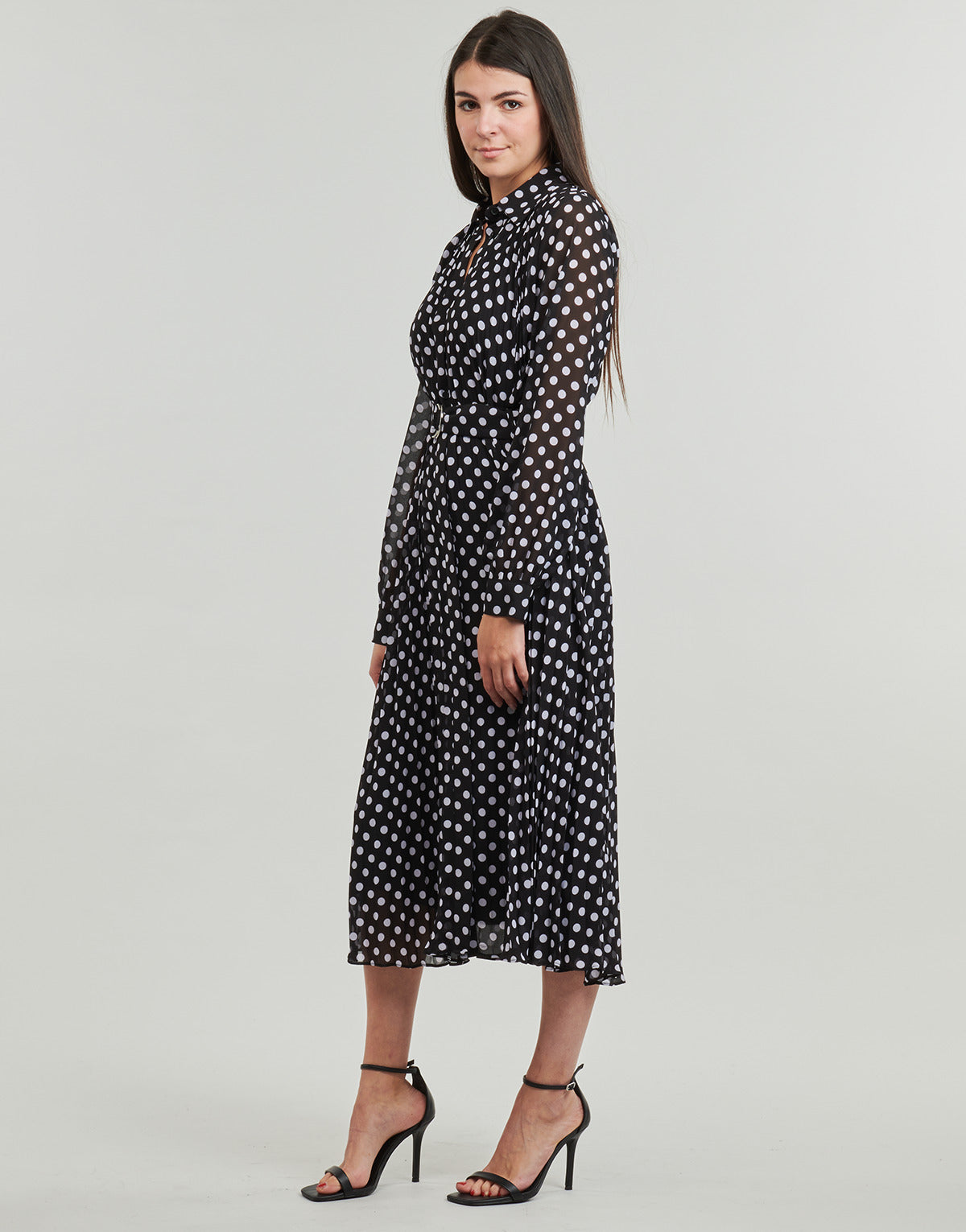 Abito lungo Donna MICHAEL Michael Kors PLEAT SHIRT DRESS Nero