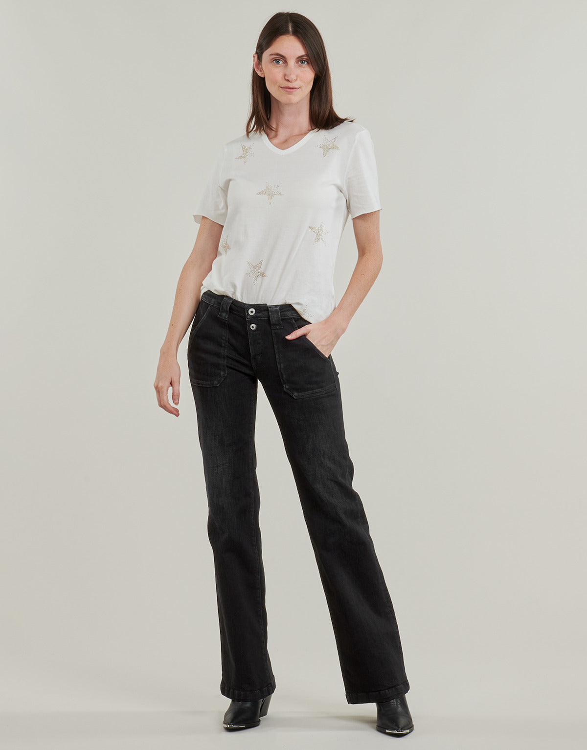 Jeans Flare Donna Le Temps des Cerises FLARE Nero