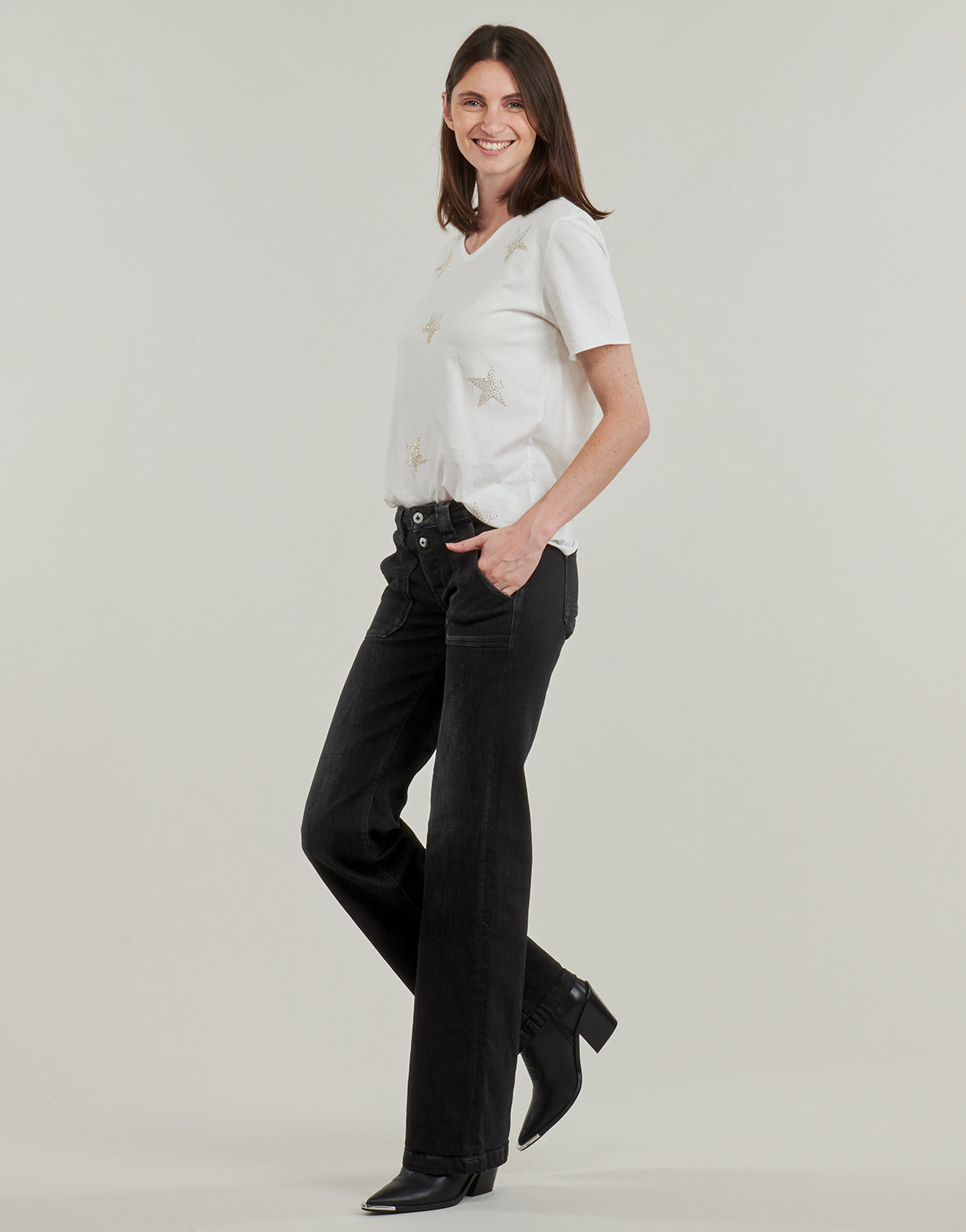 Jeans Flare Donna Le Temps des Cerises FLARE Nero