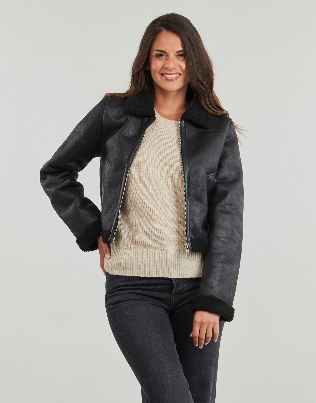 Giacca in pelle Donna Only ONLBETTY Nero