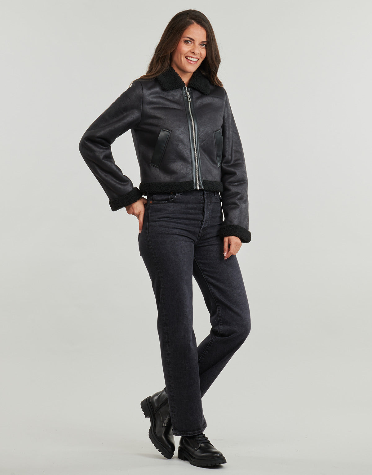 Giacca in pelle Donna Only ONLBETTY Nero