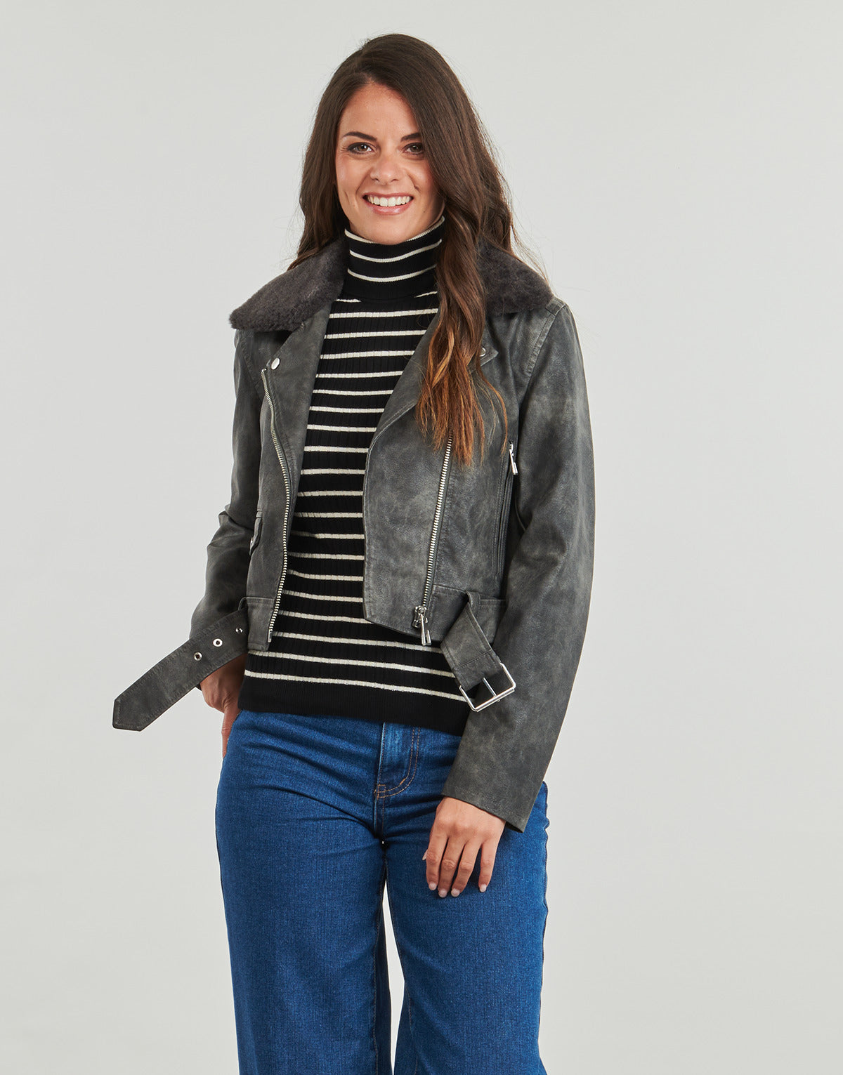 Giacca in pelle Donna Only ONLMACY Nero