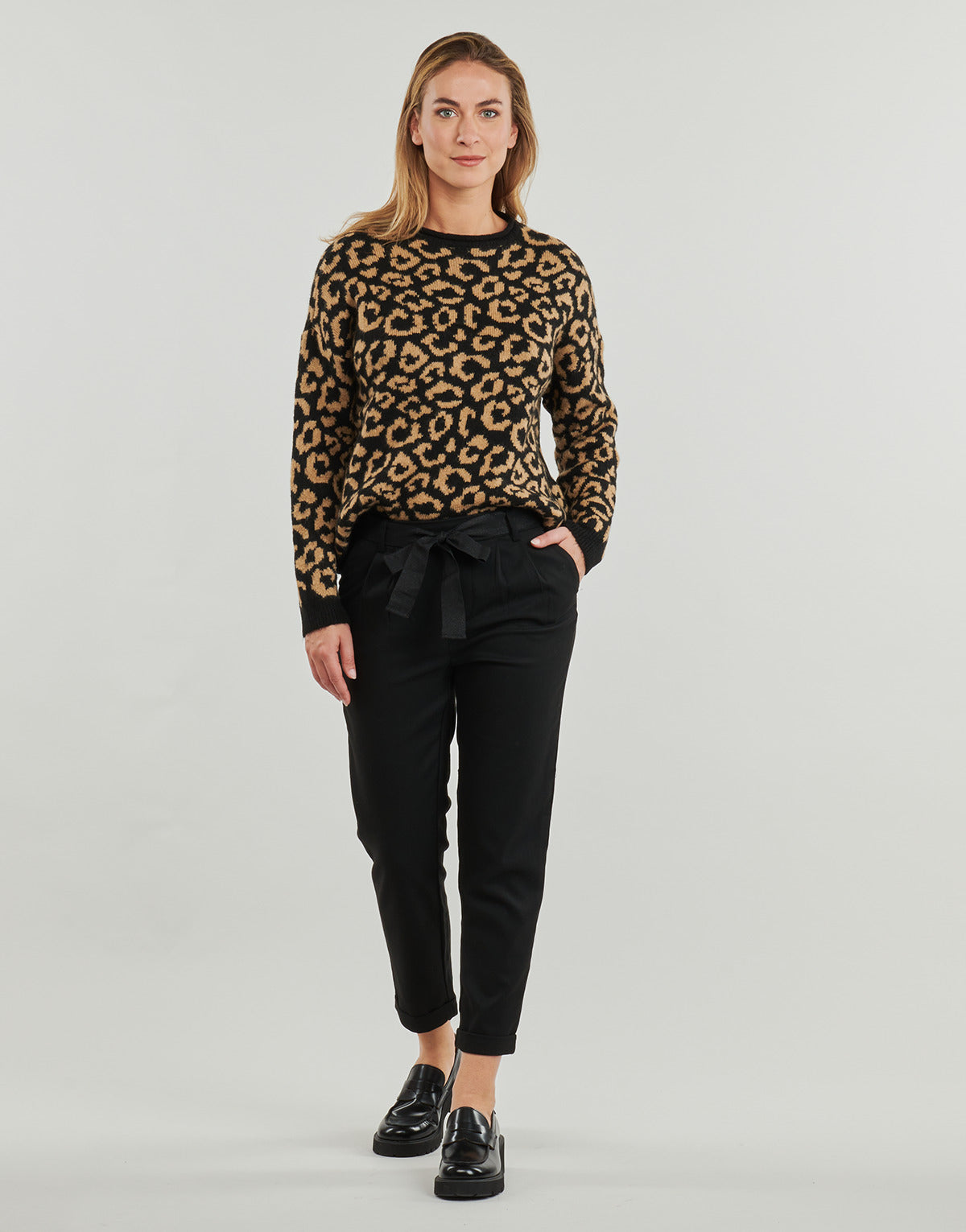 Pantalone Chino Donna Only ONLRITA LOOSE CHECK LYREX BELT PANT TLR Nero