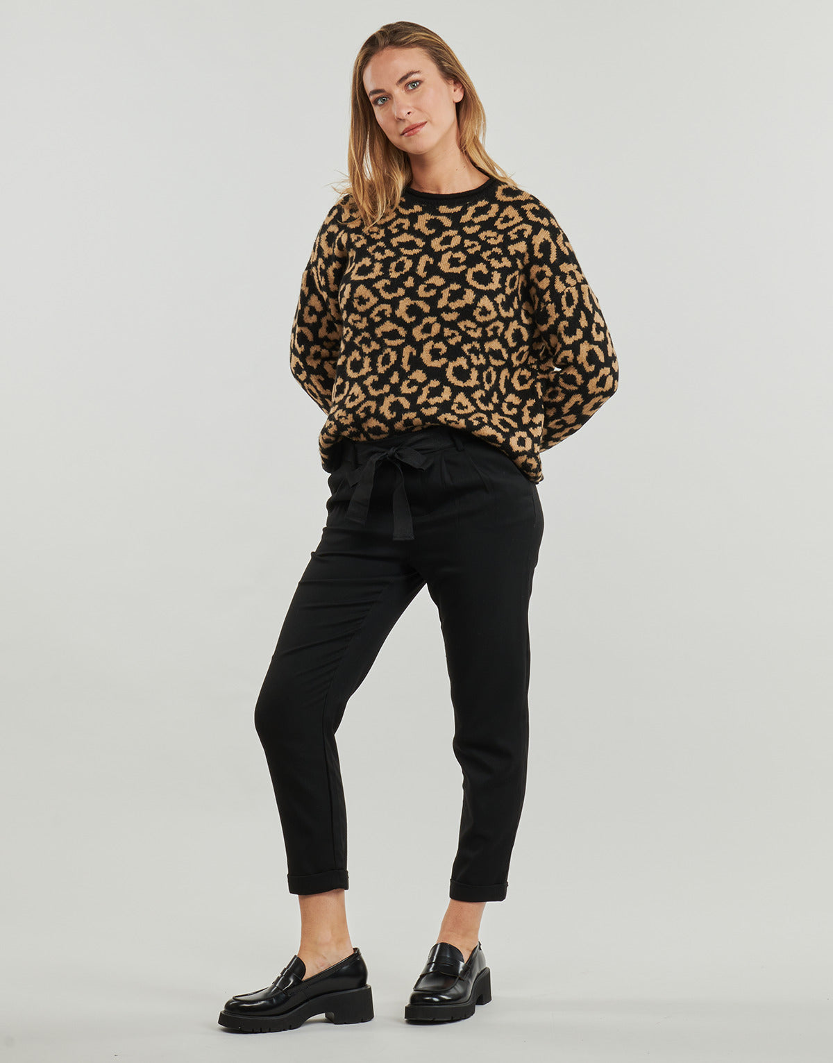 Pantalone Chino Donna Only ONLRITA LOOSE CHECK LYREX BELT PANT TLR Nero