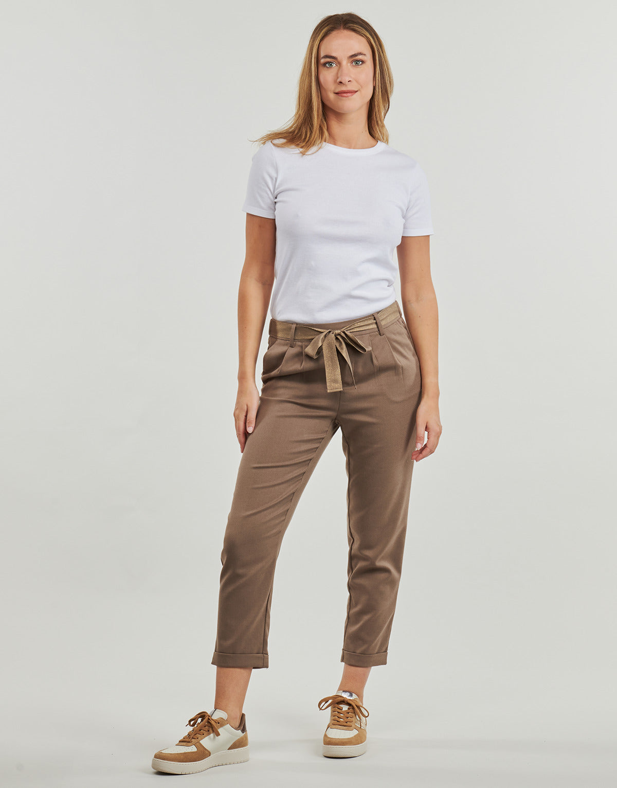 Pantalone Chino Donna Only  ONLRITA LOOSE CHECK LYREX BELT PANT TLR  Marrone