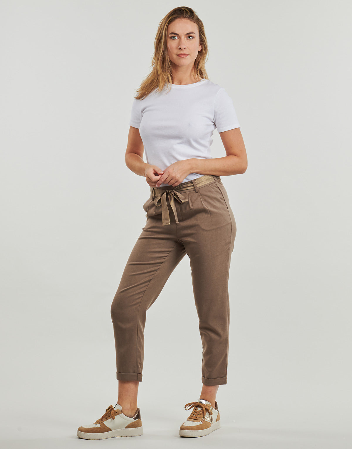 Pantalone Chino Donna Only  ONLRITA LOOSE CHECK LYREX BELT PANT TLR  Marrone
