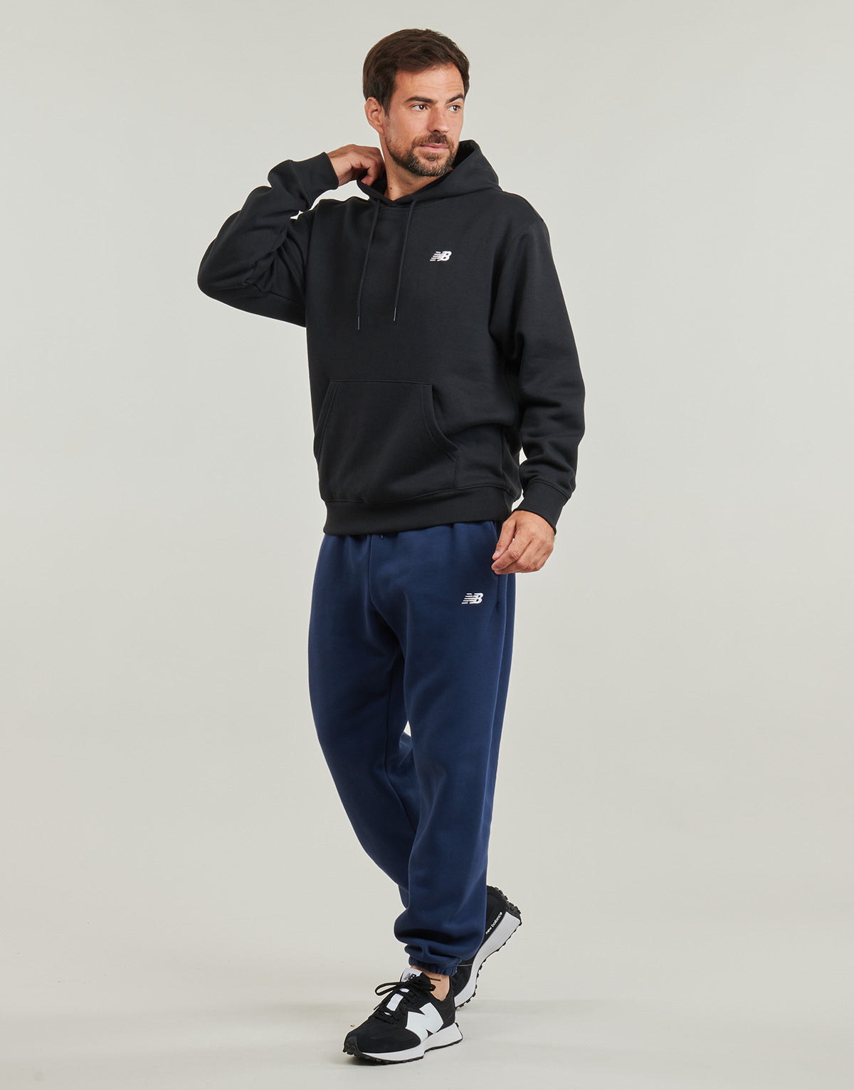 Felpa Uomo New Balance  SMALL LOGO HOODIE  Nero