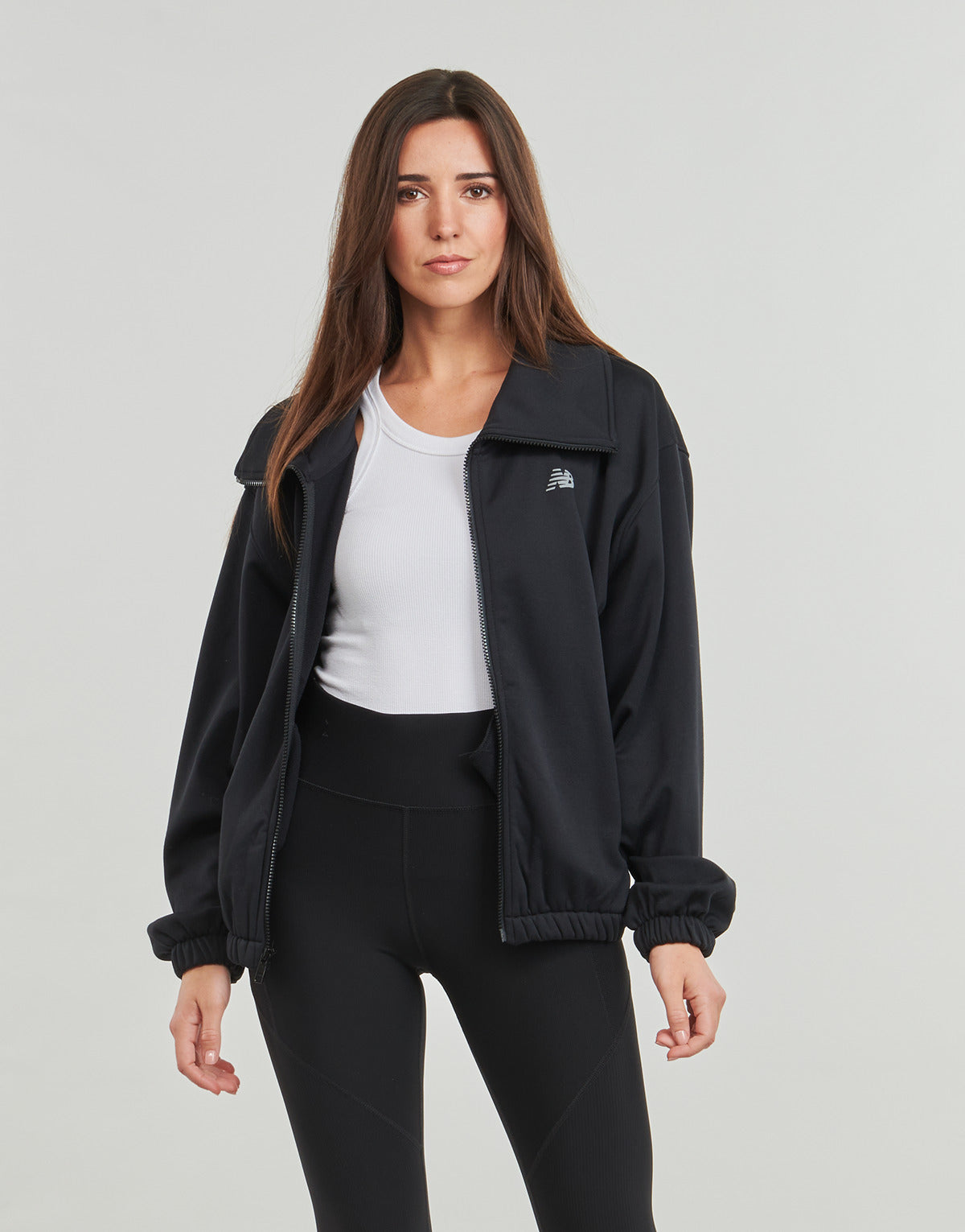 Felpa Donna New Balance  FLEECE FULL ZIP  Nero