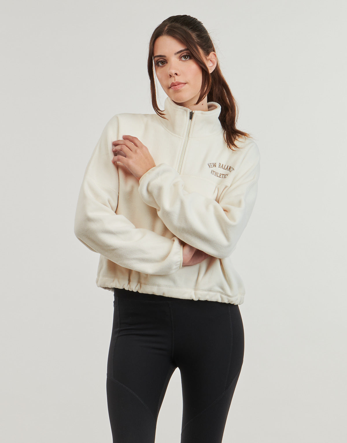 Felpa Donna New Balance  WARMING HALF ZIP  Beige