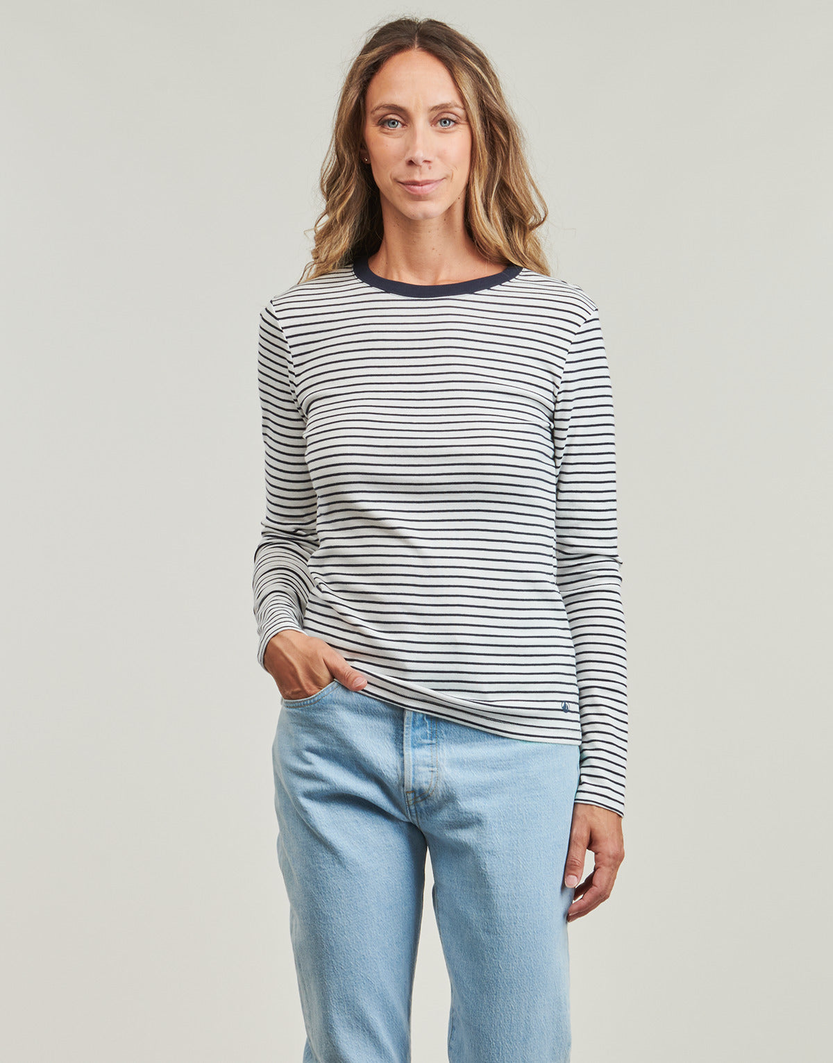 T-shirts a maniche lunghe Donna Petit Bateau ML COL ROND Marine