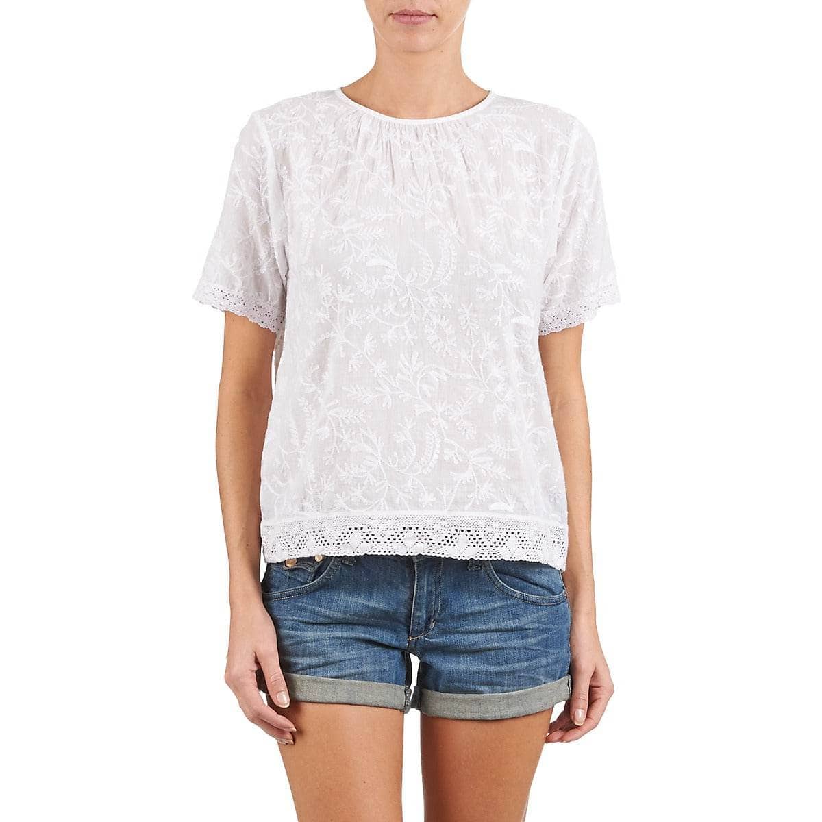 T-shirt Donna Manoush COTONNADE SMOCKEE Bianco