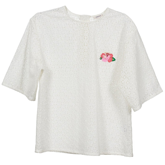 Camicetta Donna Manoush FLOWER BADGE Bianco