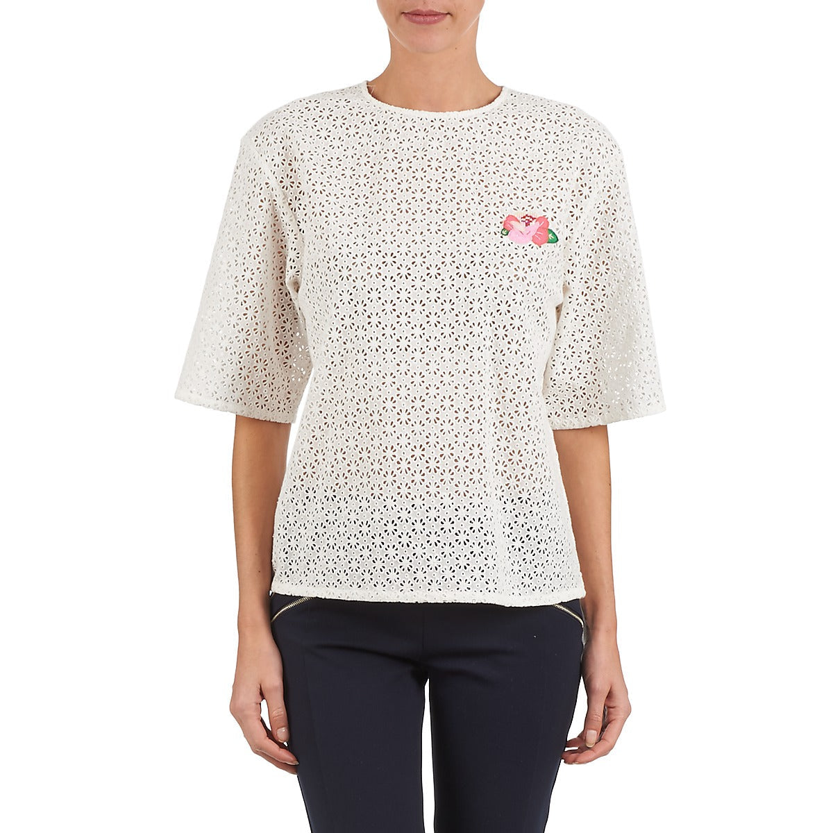 Camicetta Donna Manoush FLOWER BADGE Bianco