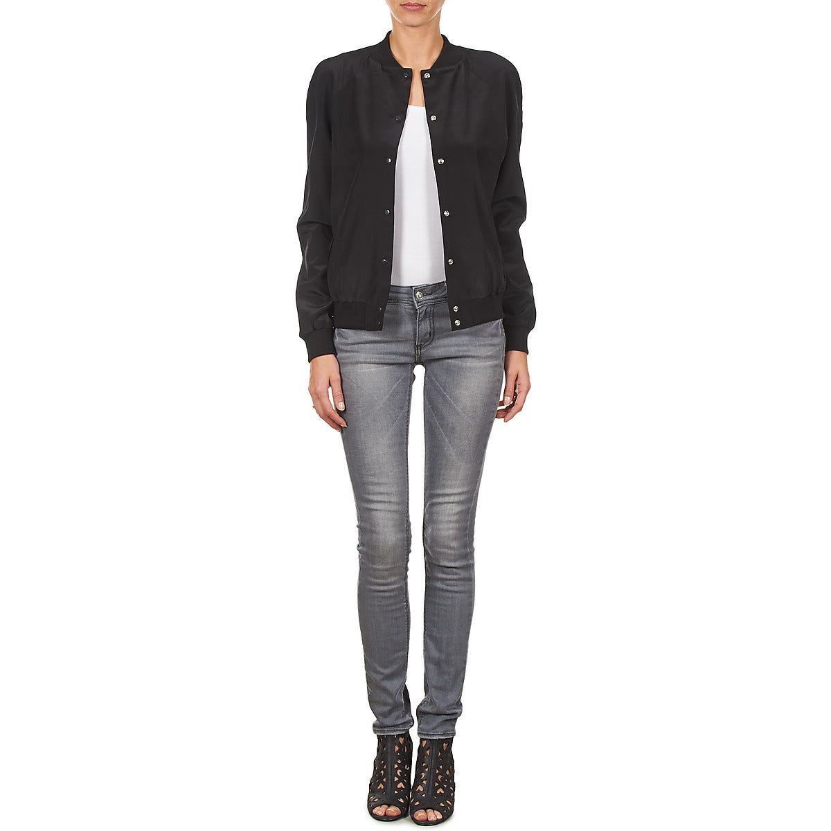 Giacca Donna Manoush TEDDY FLEUR SIATIQUE Nero