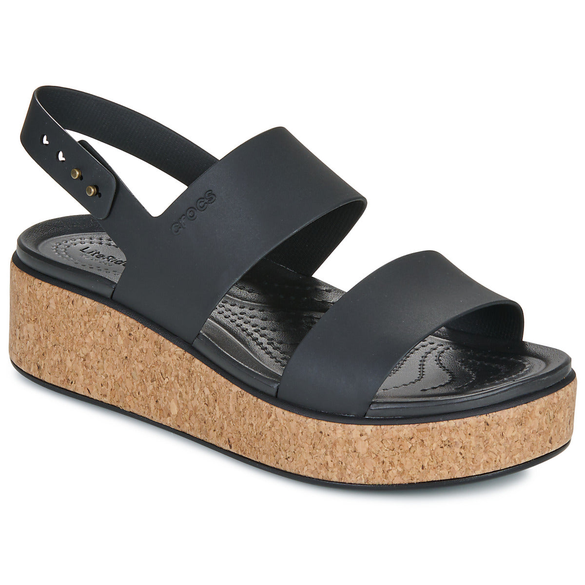 Sandali Donna Crocs  Brooklyn Cork Low Wedge  Nero