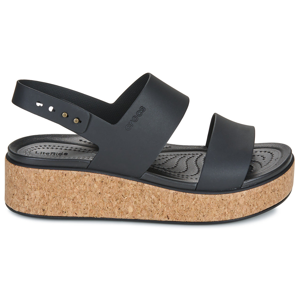 Sandali Donna Crocs  Brooklyn Cork Low Wedge  Nero