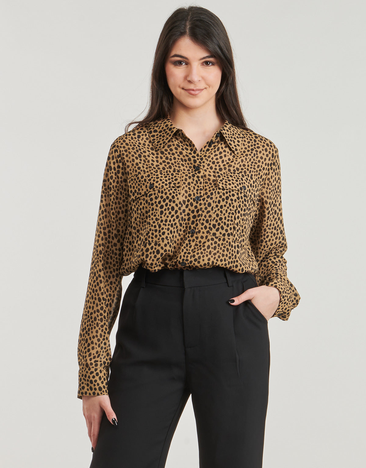 Camicia Donna MICHAEL Michael Kors CHEETAH BTN DOWN BLS Marrone