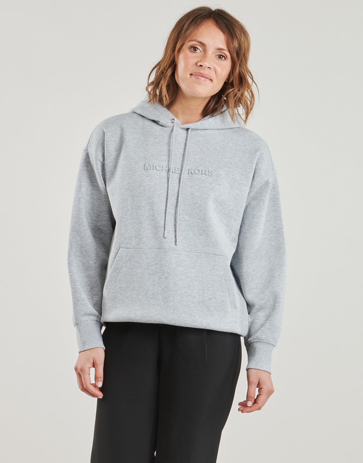 Felpa Donna MICHAEL Michael Kors EMBOSSED LOGO HOODIE Grigio