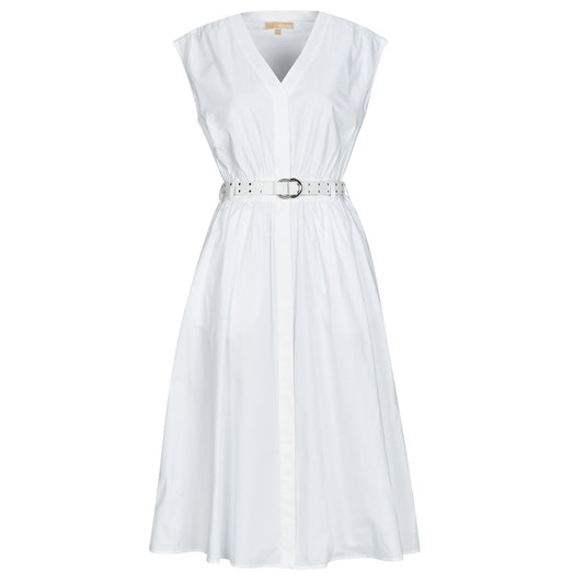Abito lungo Donna MICHAEL Michael Kors COTTON POPLIN MIDI DRS Bianco