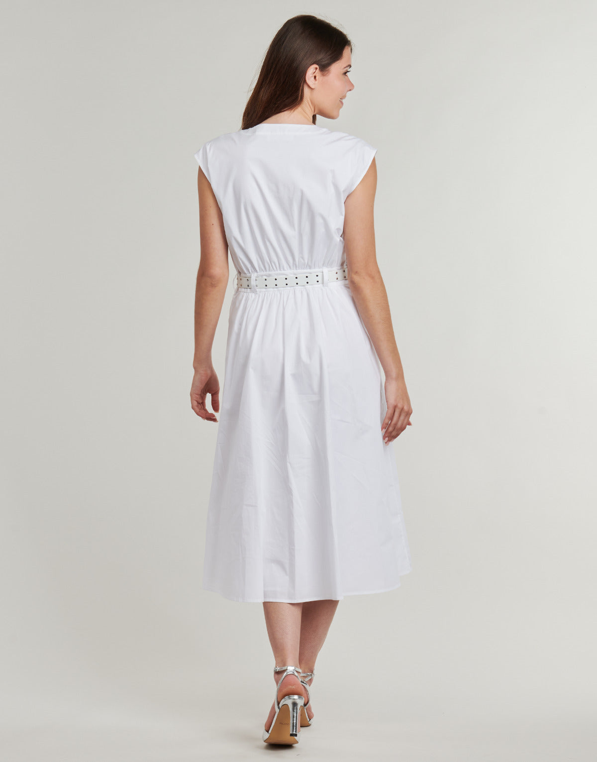 Abito lungo Donna MICHAEL Michael Kors COTTON POPLIN MIDI DRS Bianco