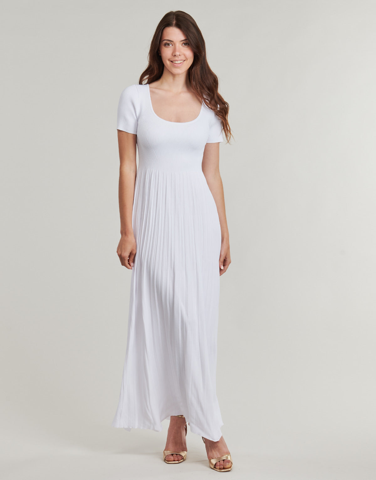 Abito lungo Donna MICHAEL Michael Kors EMPIRE SCOOP SS MAXI DRS Bianco