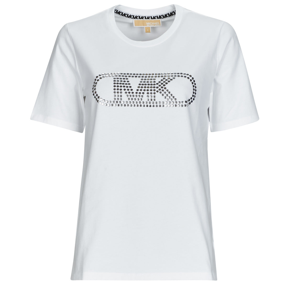 T-shirt Donna MICHAEL Michael Kors  CROP GWSH EMPIRE STUD TEE  Bianco