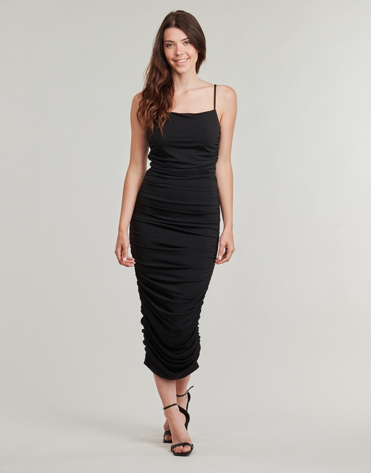 Abito lungo Donna MICHAEL Michael Kors RUCHD FITTD MIDI DRS Nero