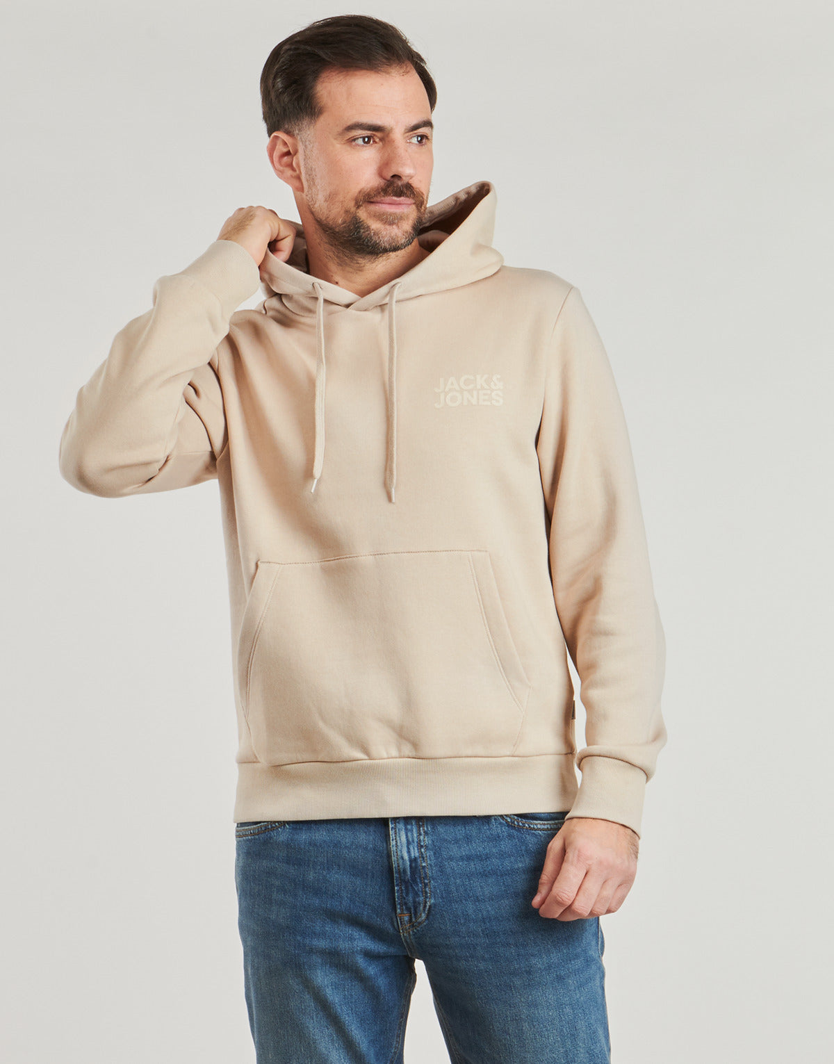 Felpa Uomo Jack & Jones  JJECORP LOGO SWEAT HOOD  Beige