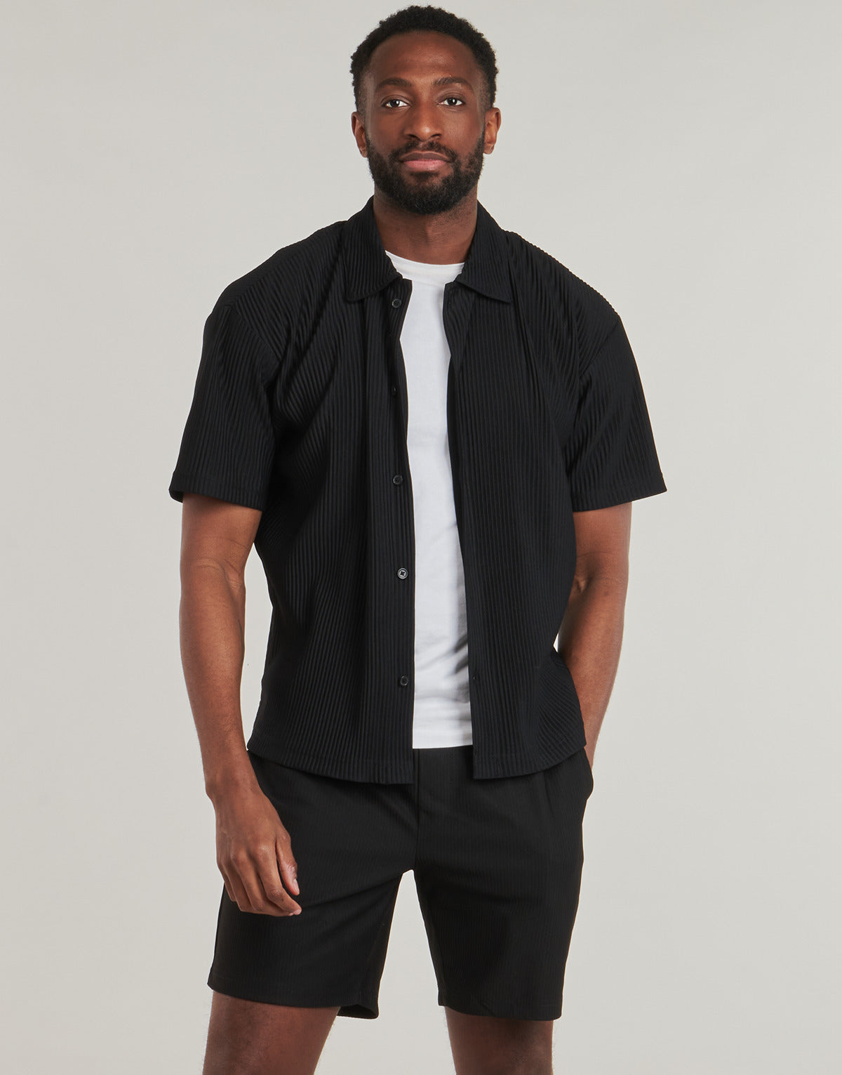 Camicia a maniche corte Uomo Jack & Jones JCOINTERLUDE Nero