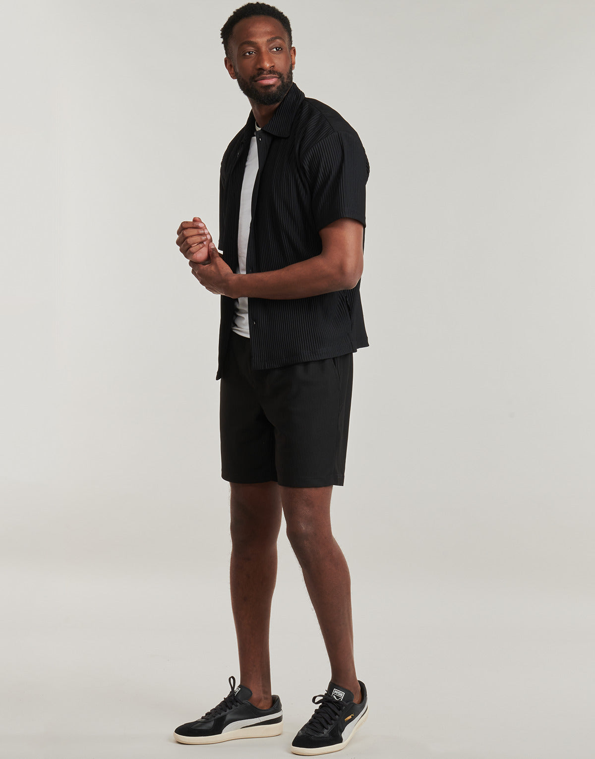 Camicia a maniche corte Uomo Jack & Jones JCOINTERLUDE Nero