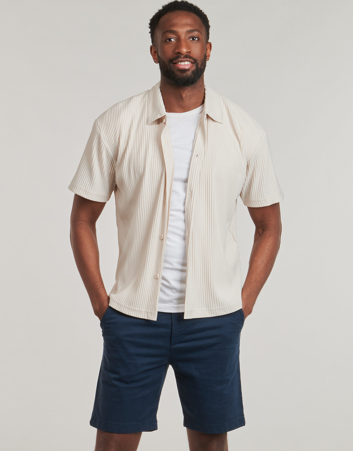 Camicia a maniche corte Uomo Jack & Jones  JCOINTERLUDE   Beige