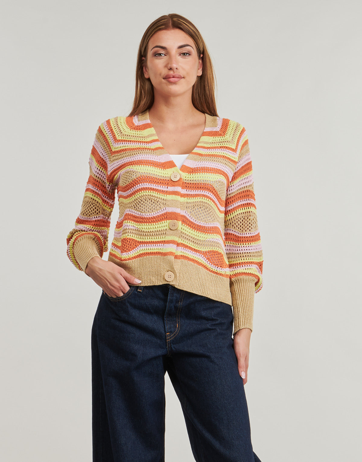 Gilet / Cardigan Donna Les Petites Bombes  LAYANE  Multicolore