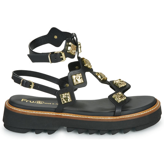 Sandali Donna Fru.it 9169-100-HELGA-NERO-TEXANO-NERO Nero
