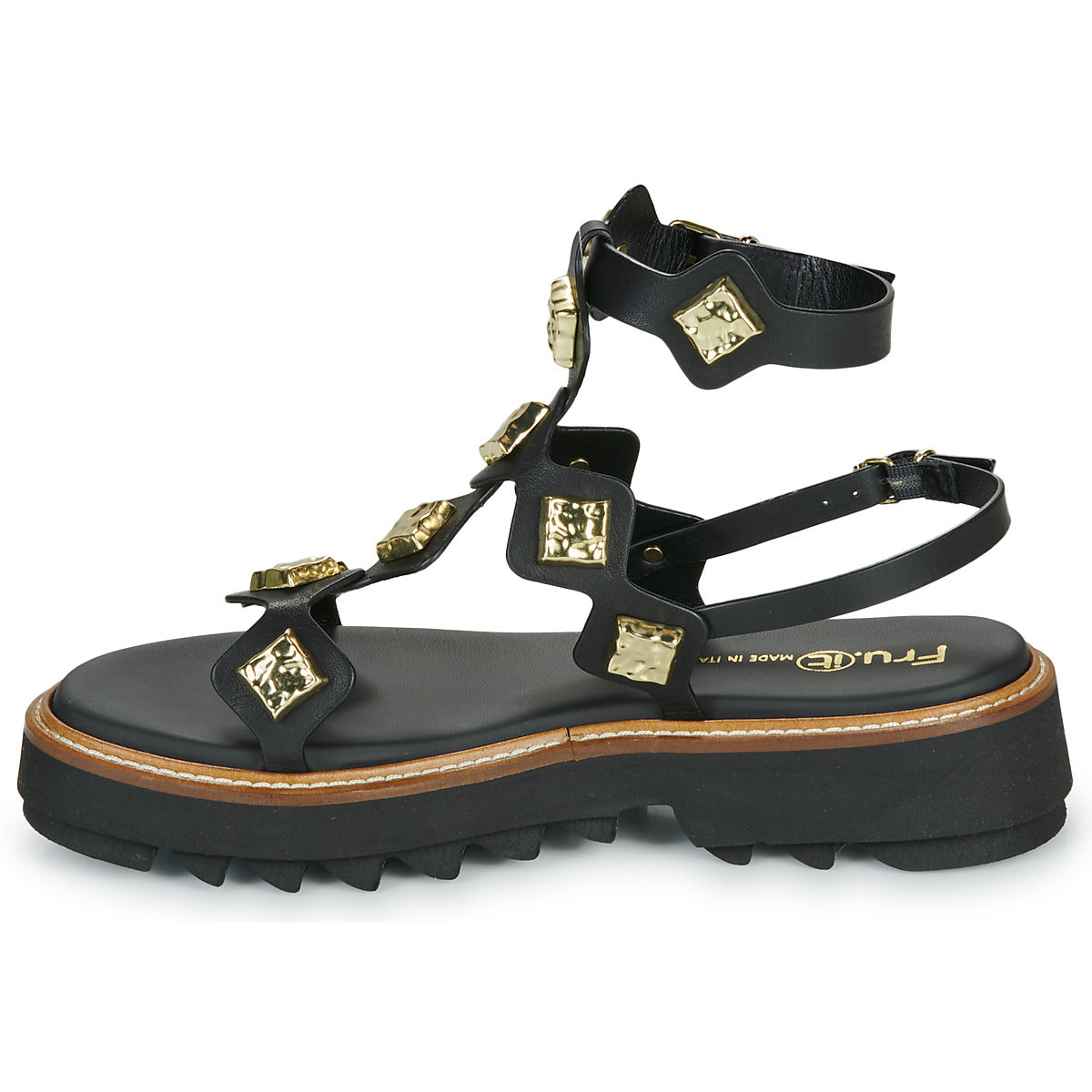 Sandali Donna Fru.it 9169-100-HELGA-NERO-TEXANO-NERO Nero