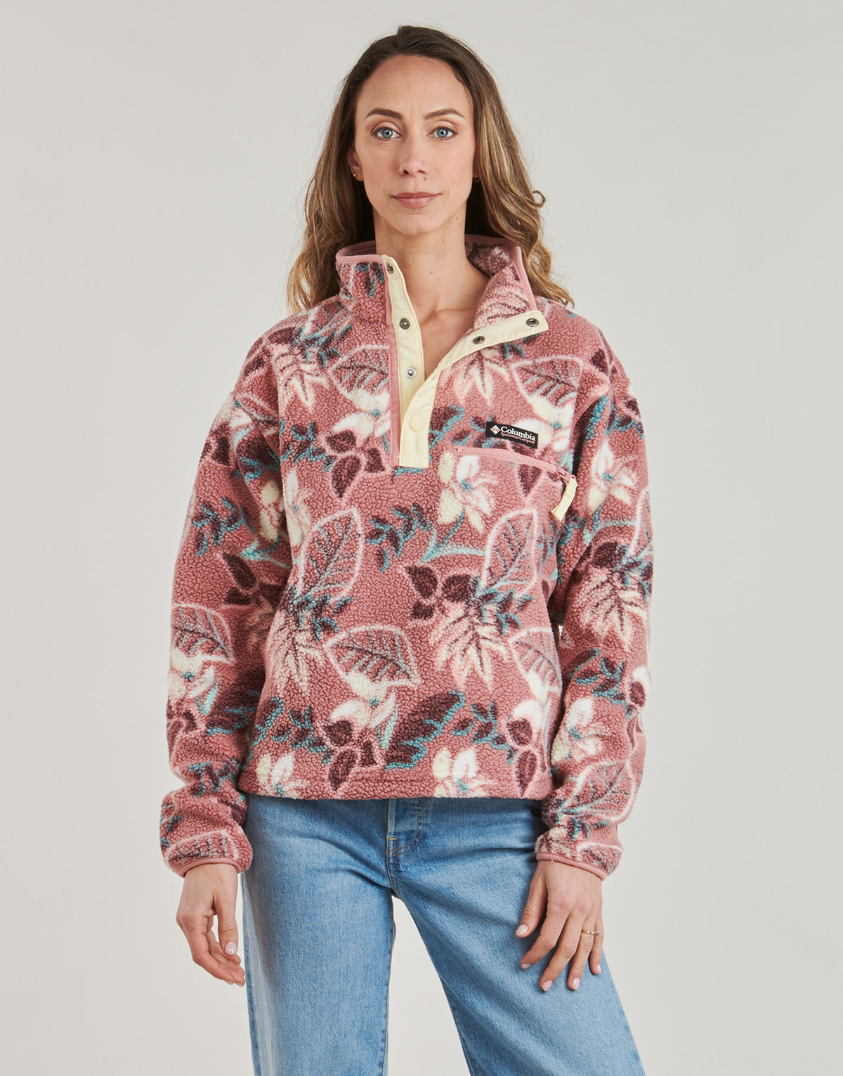 Felpa Donna Columbia HELVETIA II PRINTED CROPPED HALF SNAP FLEECE Multicolore