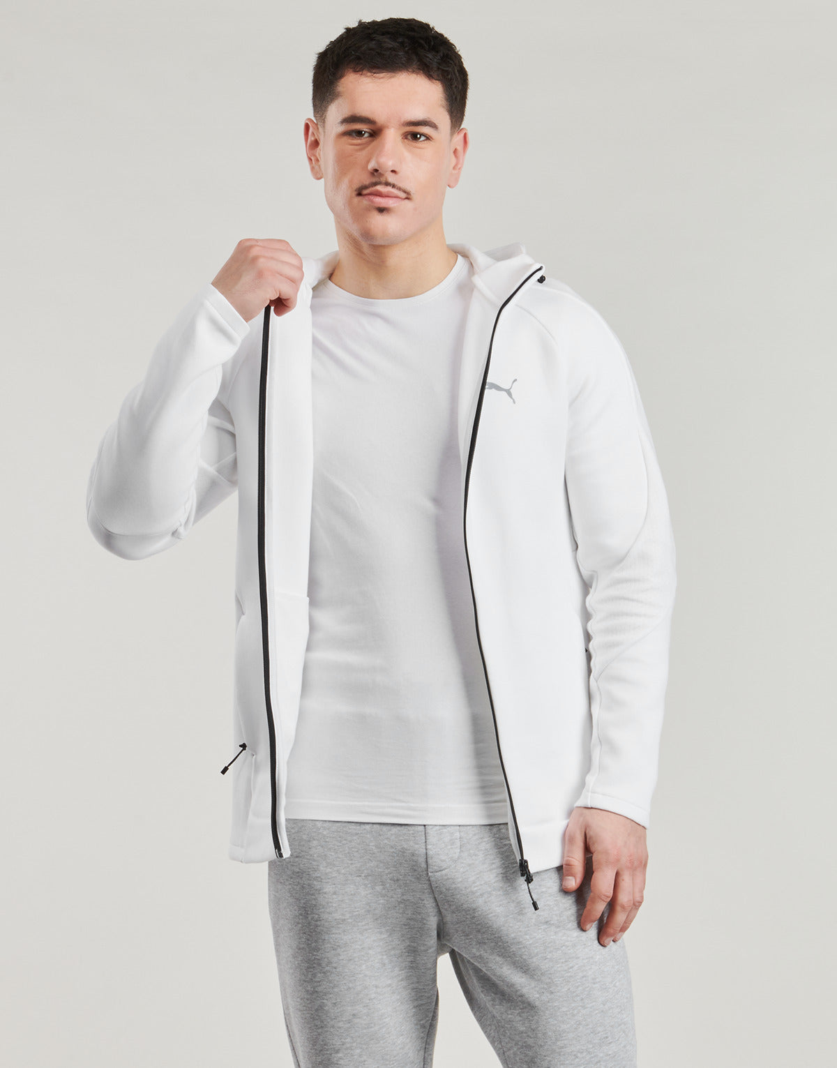 Giacca Sportiva Uomo Puma EVOSTRIPE FULL ZIP HOODIE Bianco