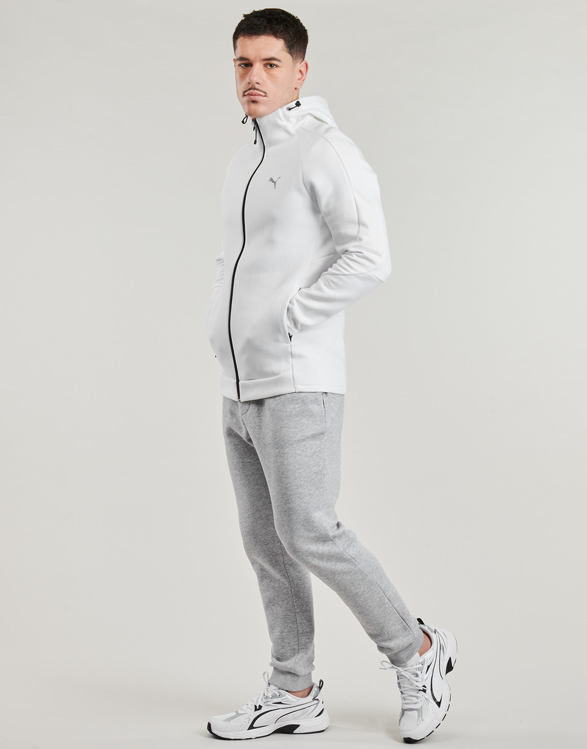 Giacca Sportiva Uomo Puma EVOSTRIPE FULL ZIP HOODIE Bianco