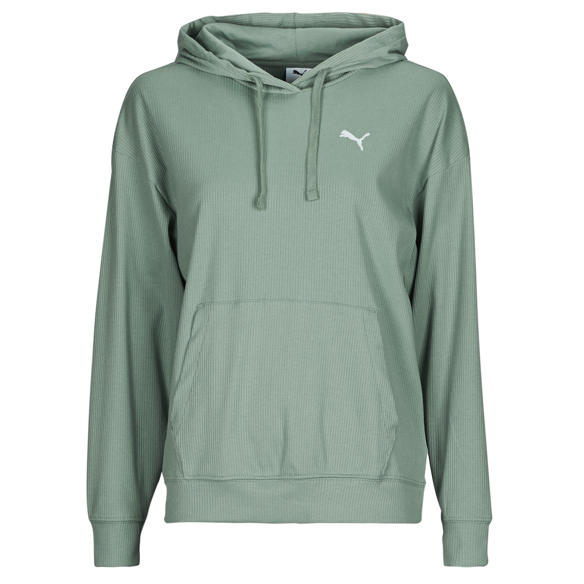 Felpa Donna Puma ESS ELEVATED RIB HOODIE Verde
