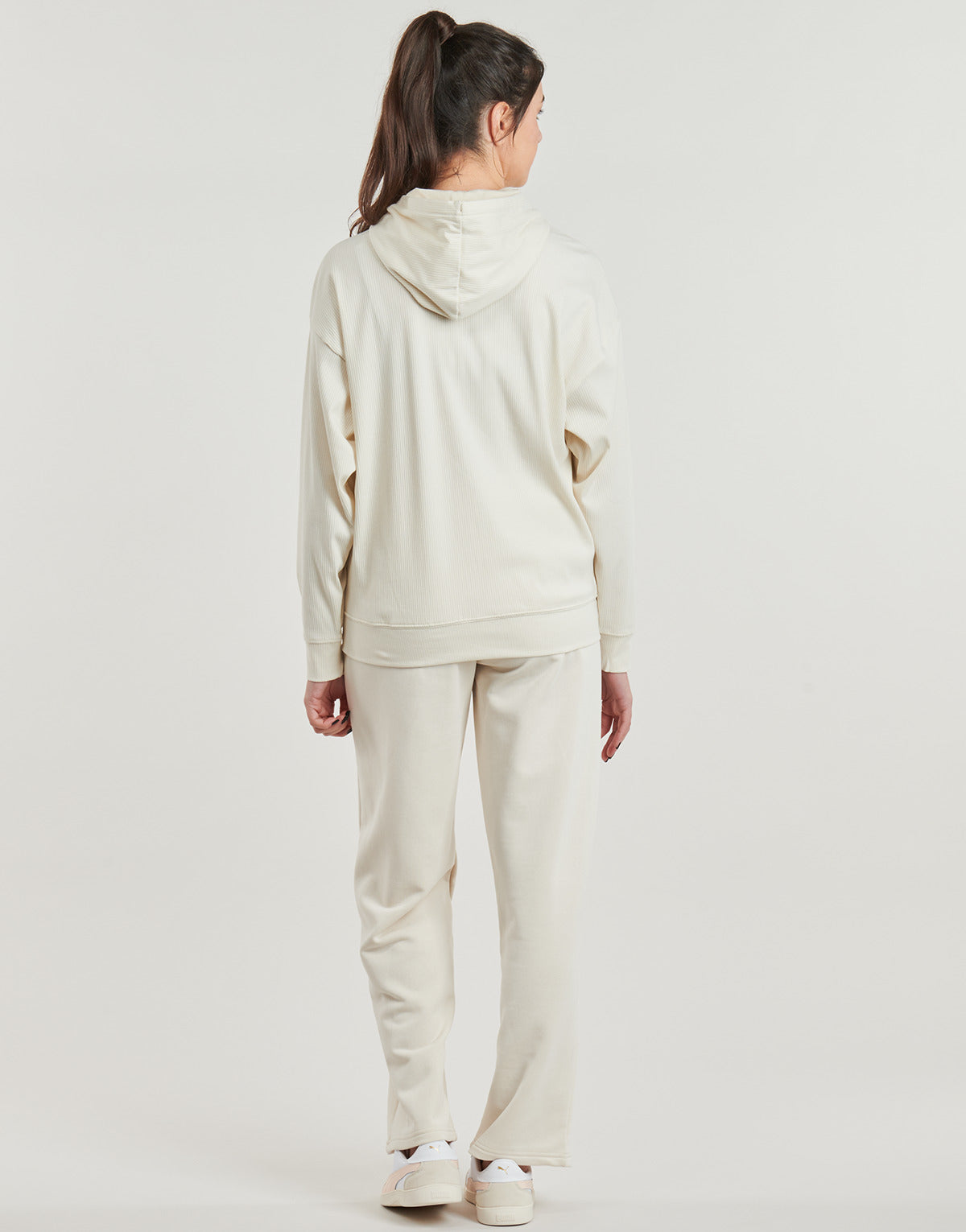 Felpa Donna Puma ESS ELEVATED RIB HOODIE Beige