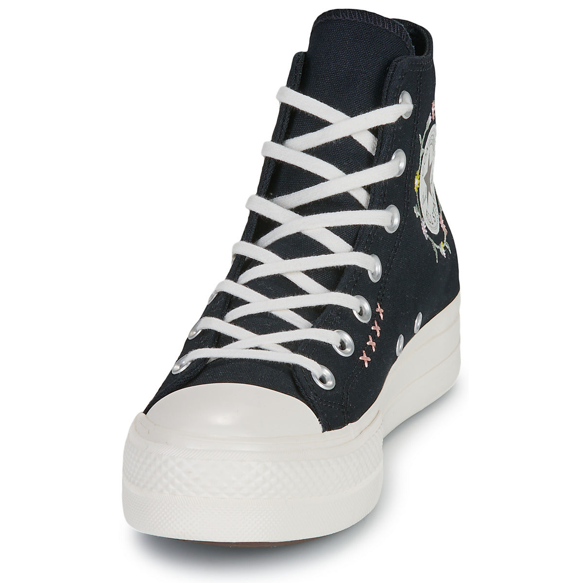 Sneakers alte Donna Converse CHUCK TAYLOR ALL STAR LIFT FLORAL EMBROIDERY Nero
